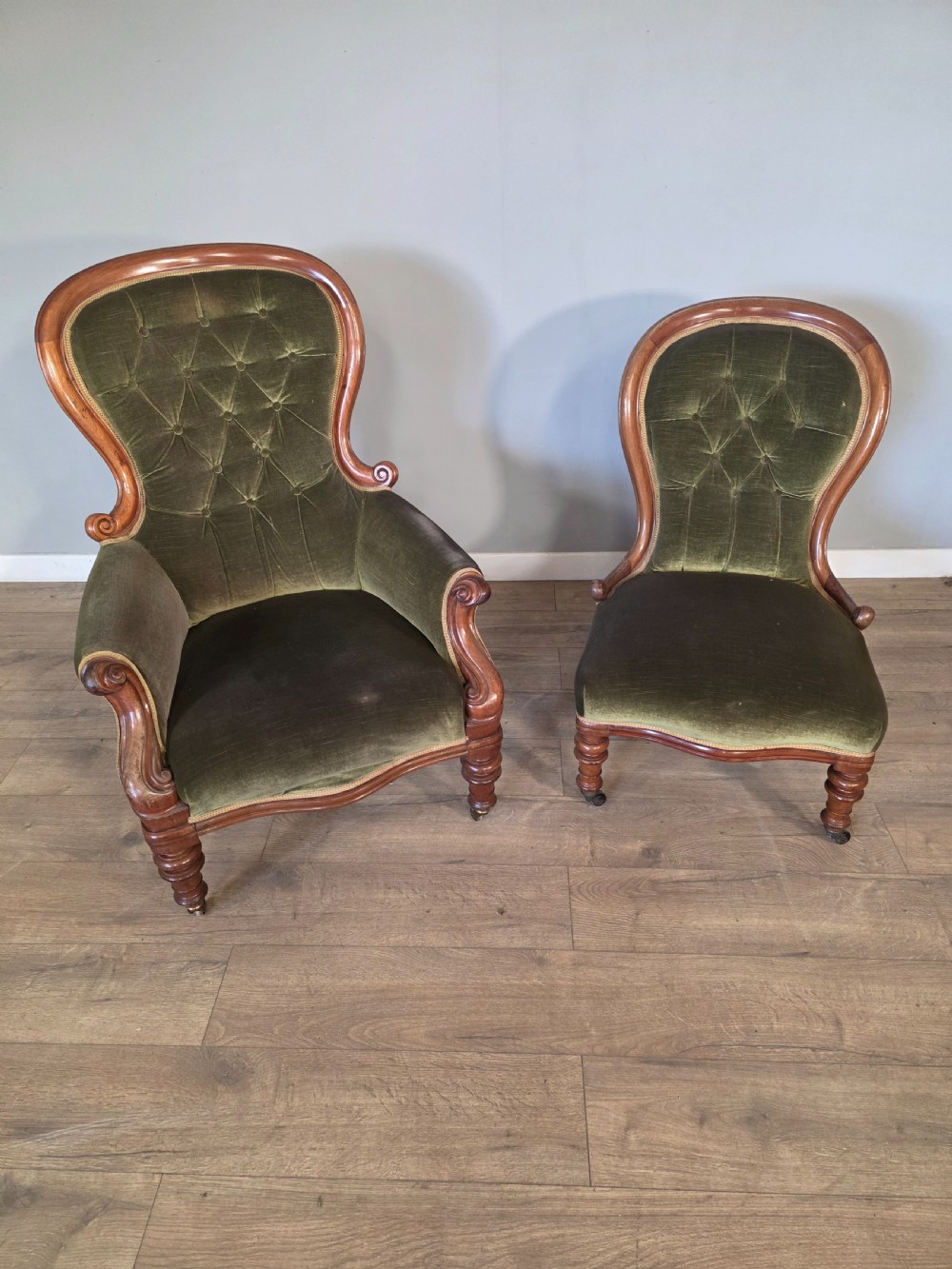 Pair of Victorian Ladies and Gents Spoon Back Chairs  View III