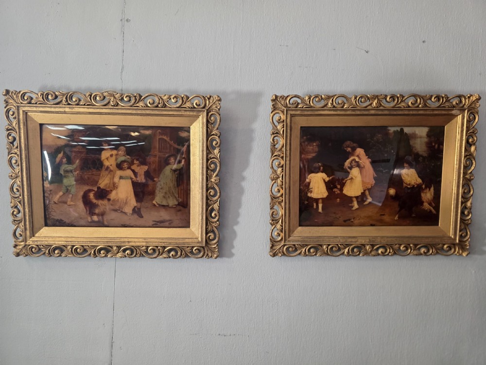 A Pair of Crystoleum after Arthur J Elsley framed in guilded wood  View III