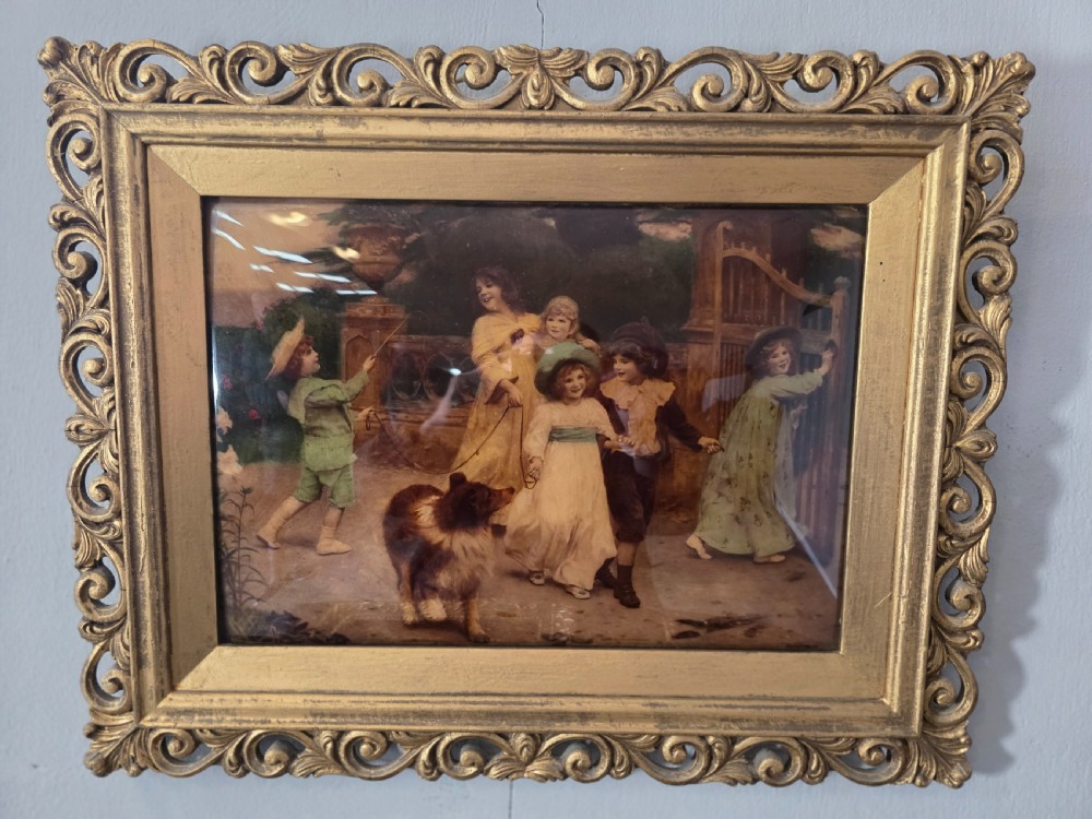 A Pair of Crystoleum after Arthur J Elsley framed in guilded wood  View V