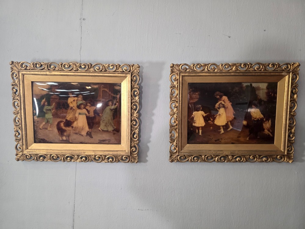 A Pair of Crystoleum after Arthur J Elsley framed in guilded wood  View VIII