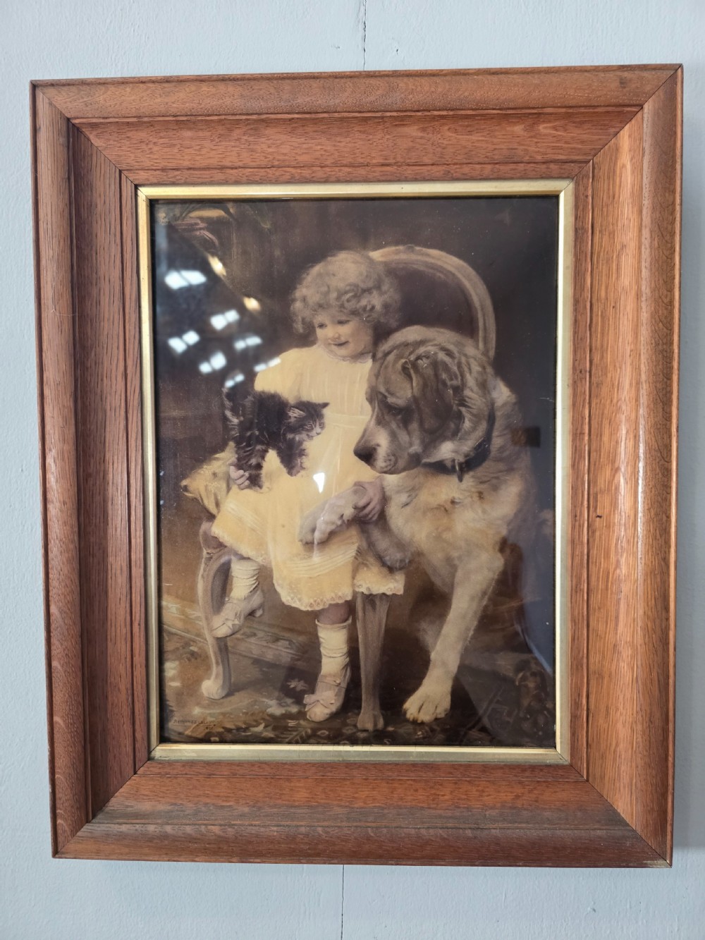 Pair of Crystoleum after Arthur J Elsley with lovely oak frames circa 1900 View IV