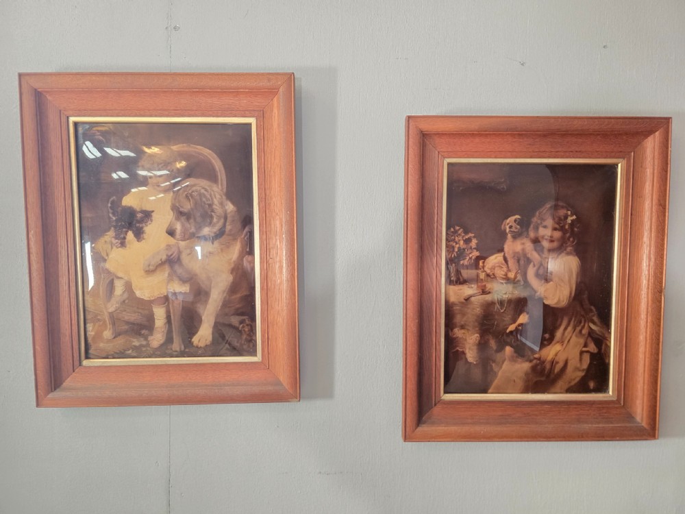 Pair of Crystoleum after Arthur J Elsley with lovely oak frames circa 1900 View VIII