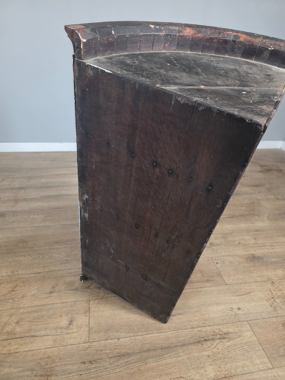 Antique George 111 Oak Cross Banded Wall Hanging Corner Cupboard Circa 1780 View X