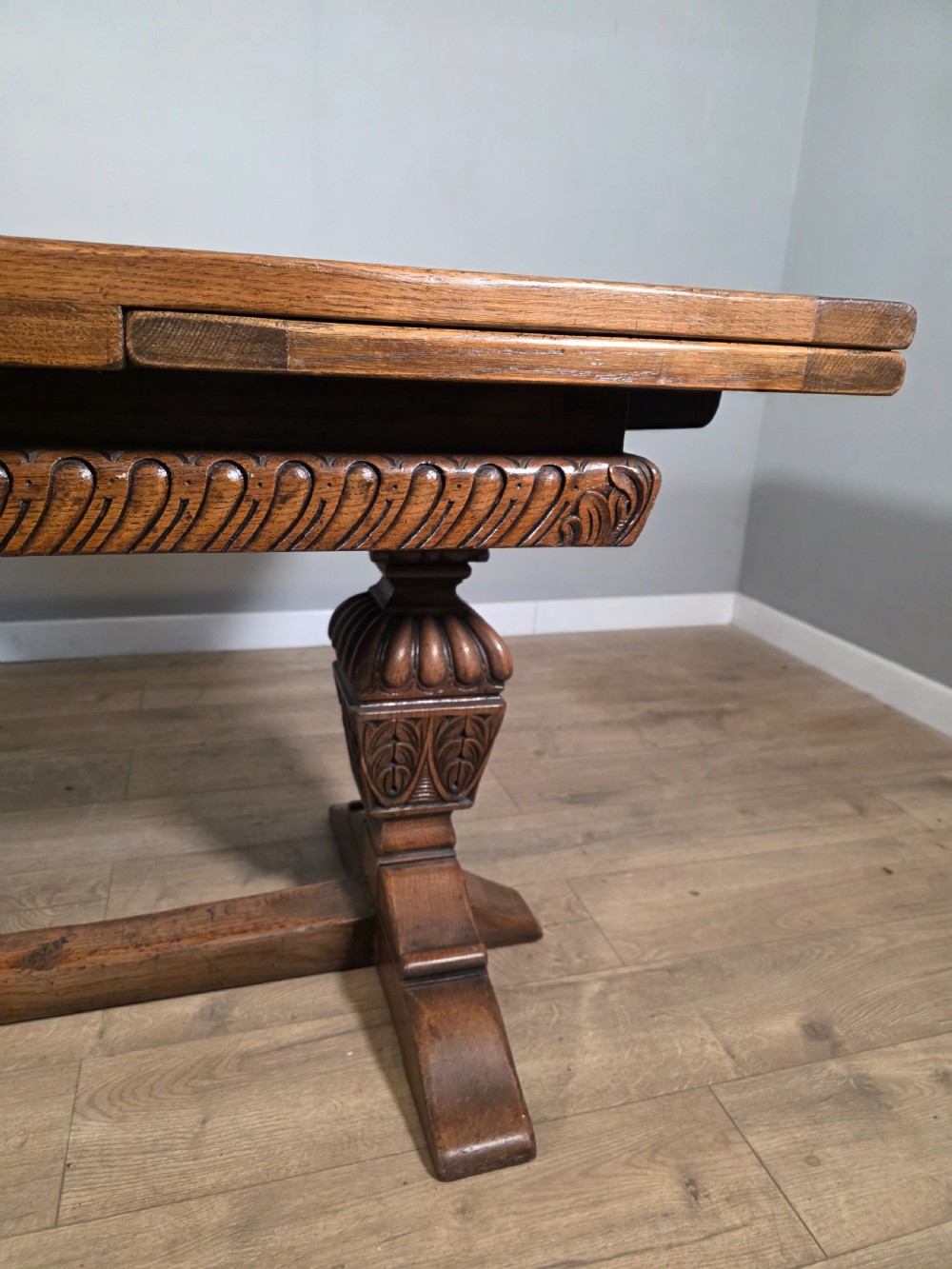 Antique Oak Extending Refectory Table 1920s View VIII