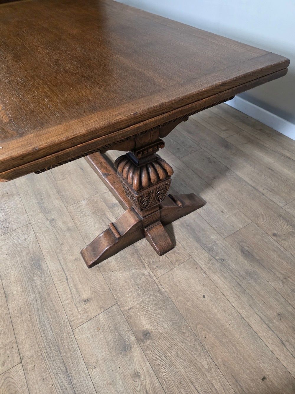 Antique Oak Extending Refectory Table 1920s View X