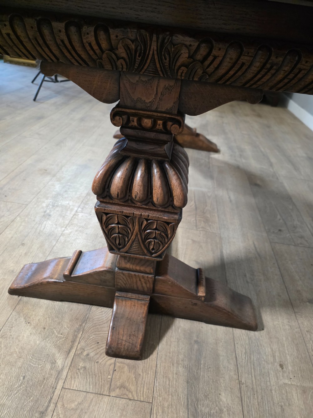 Antique Oak Extending Refectory Table 1920s View XI
