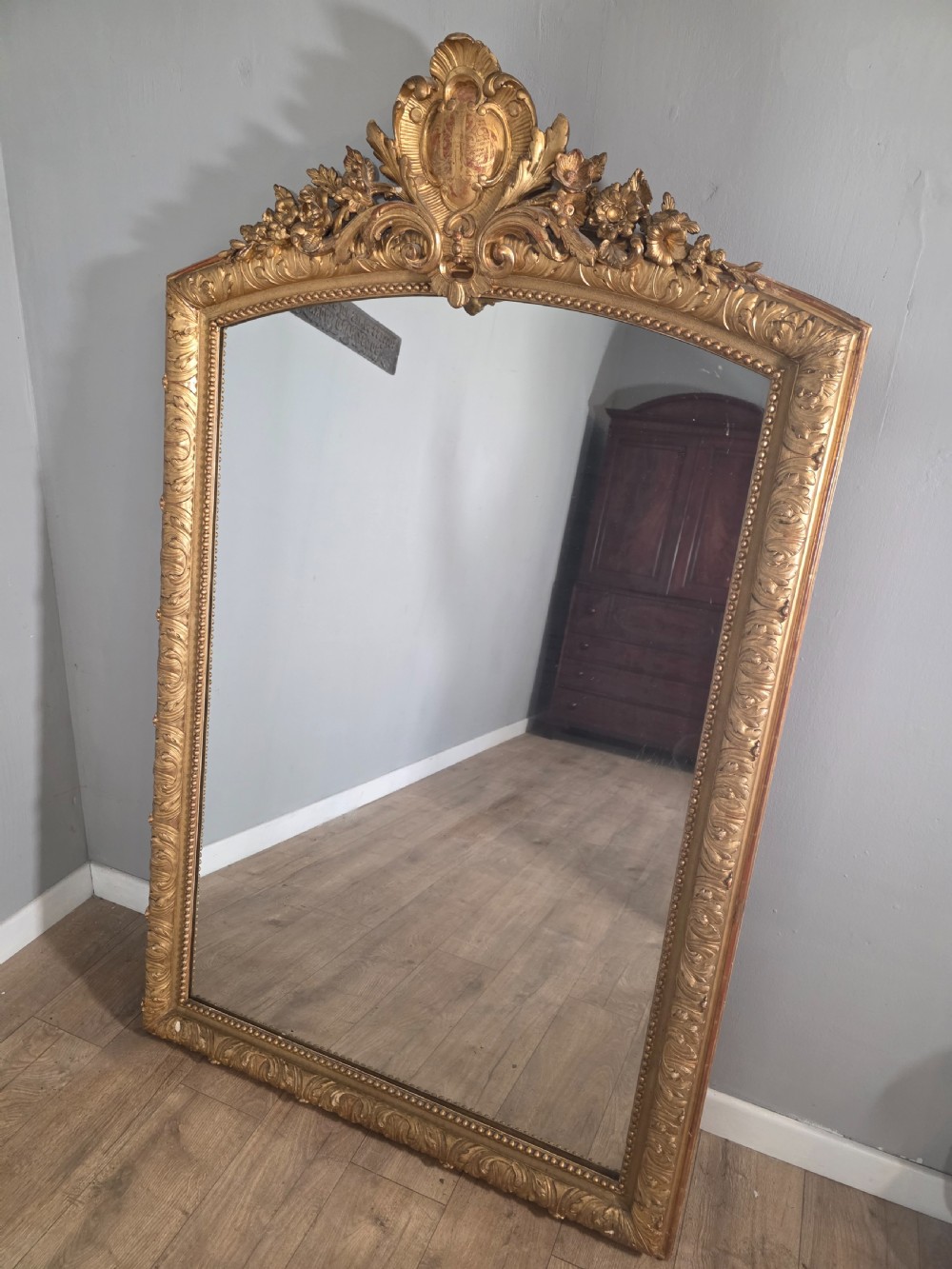 1870s Antique English Victorian Guilded Mirror  View II