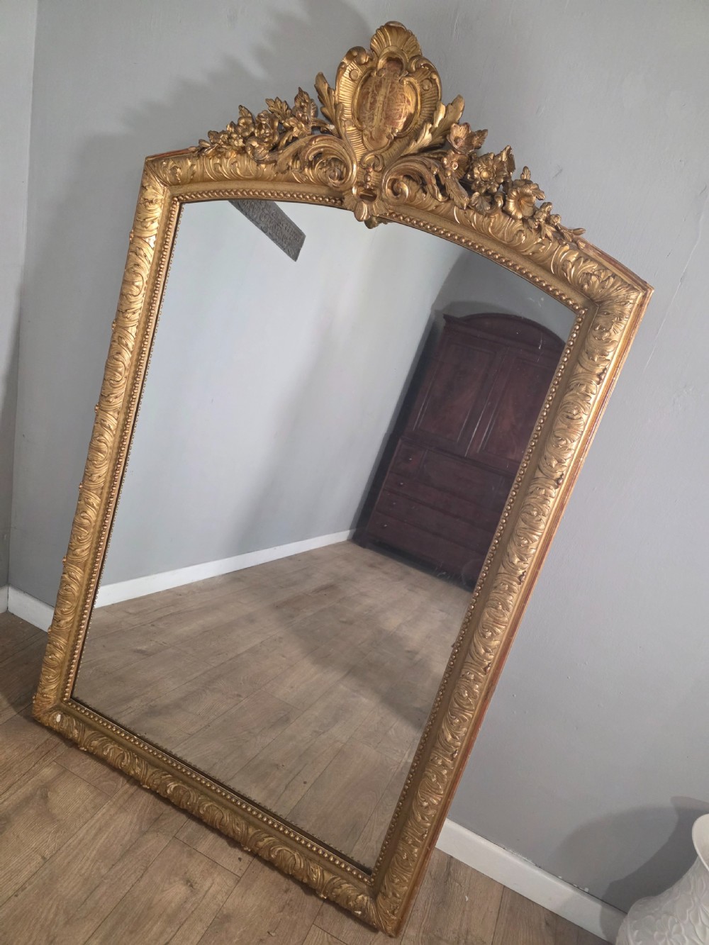 1870s Antique English Victorian Guilded Mirror  View IX