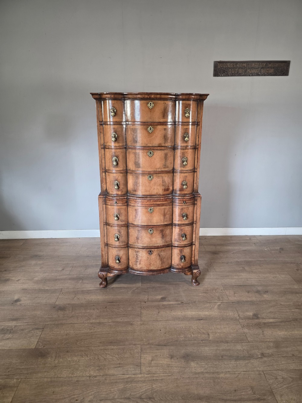 Antique George 11 Style Shaped Walnut Chest 