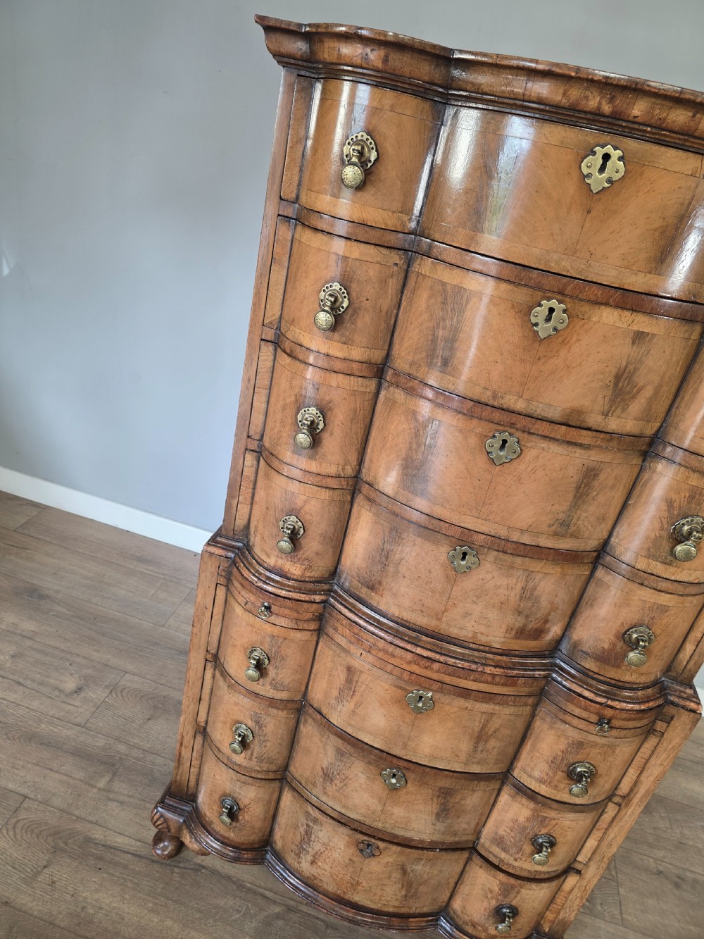 Antique George 11 Style Shaped Walnut Chest  View VI