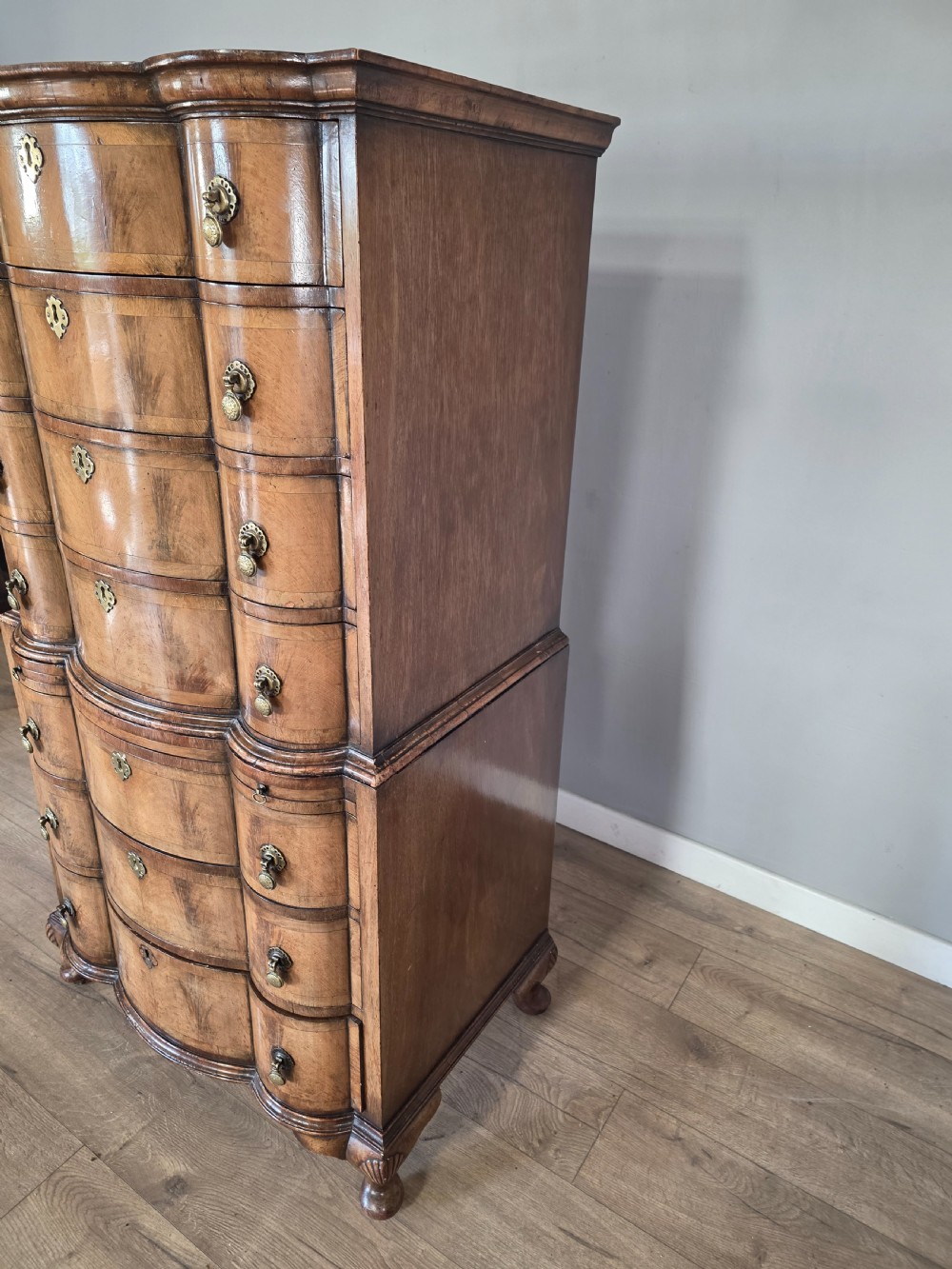 Antique George 11 Style Shaped Walnut Chest  View VIII