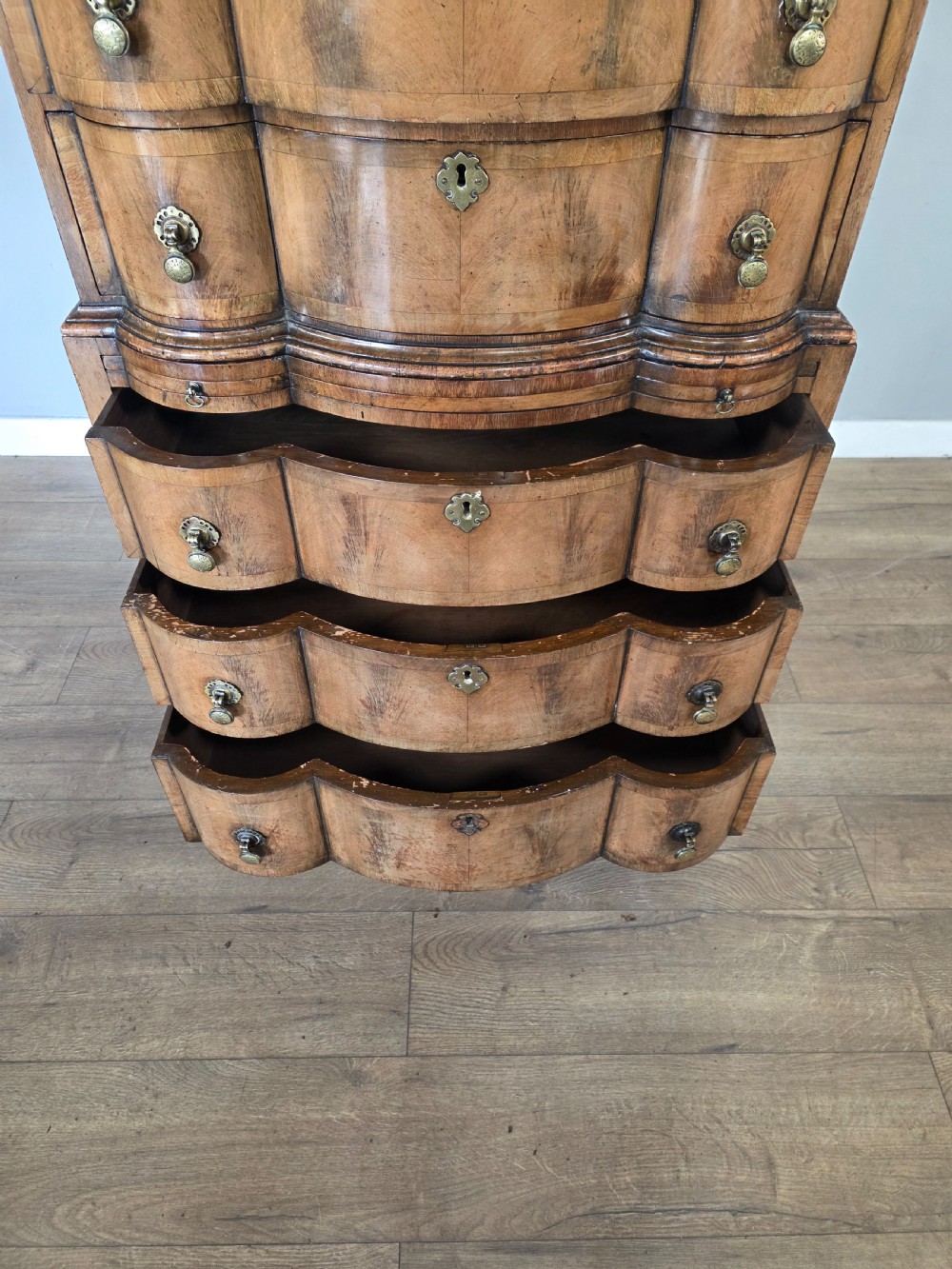 Antique George 11 Style Shaped Walnut Chest  View XIII