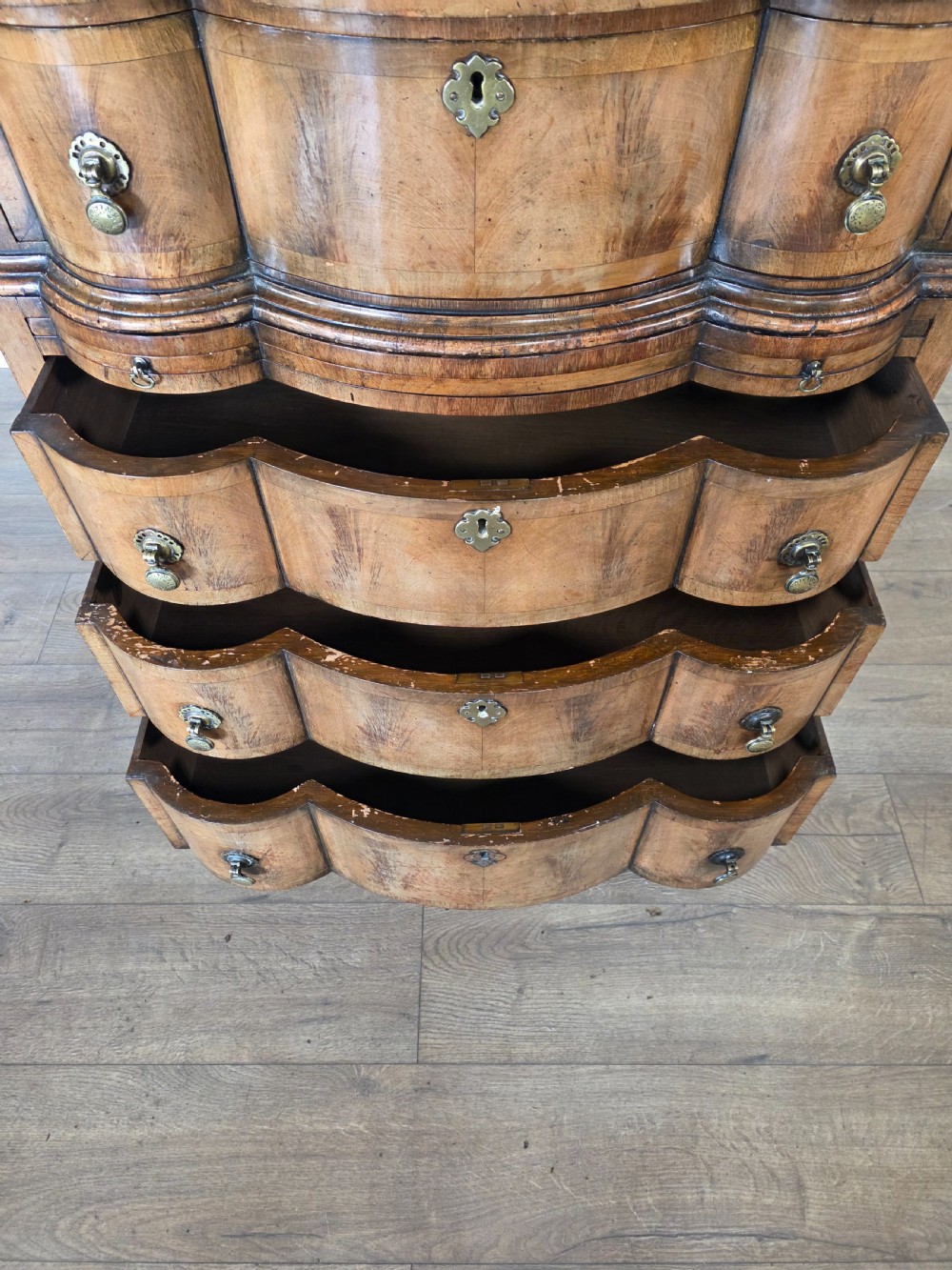 Antique George 11 Style Shaped Walnut Chest  View XIV