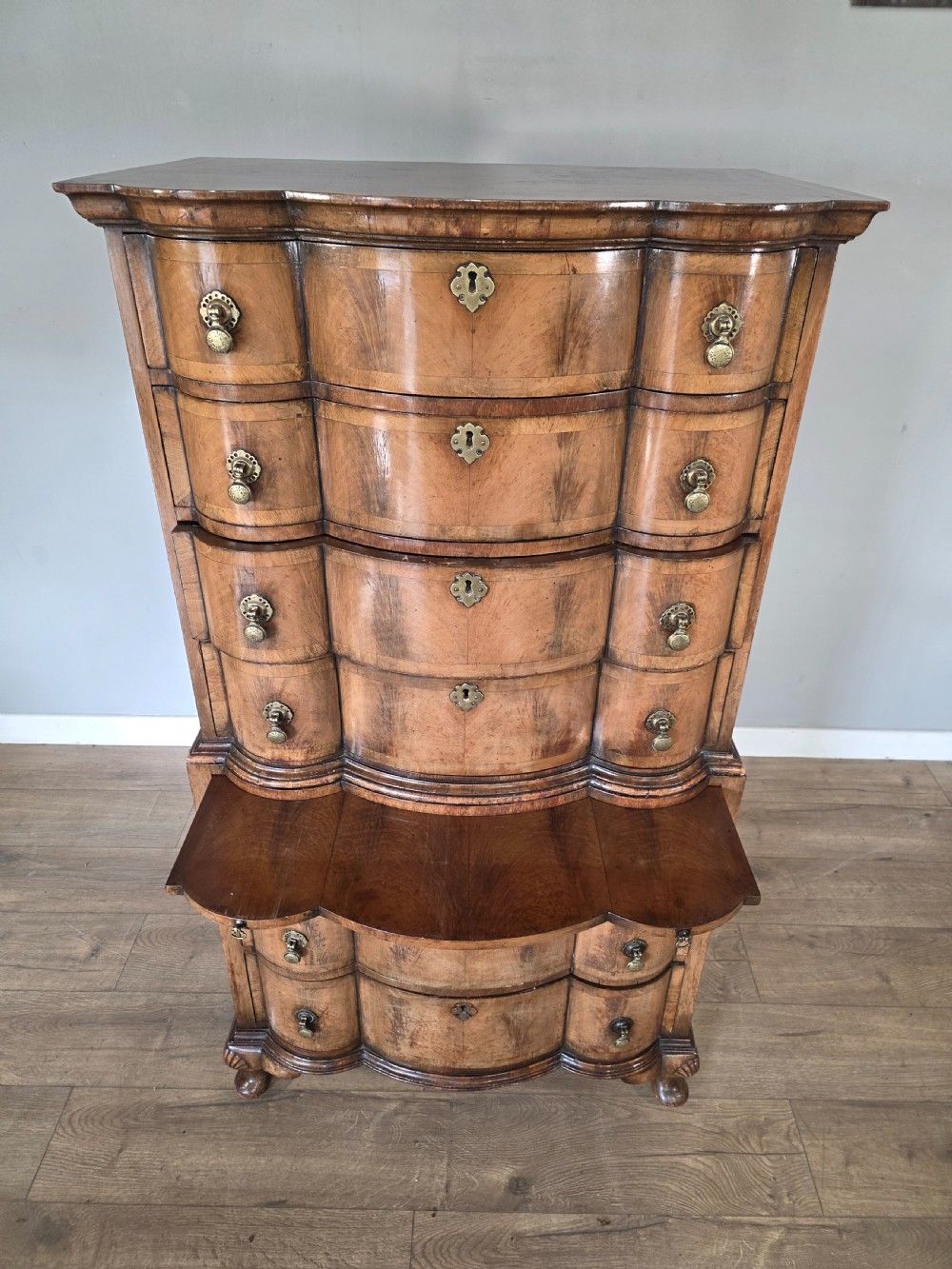 Antique George 11 Style Shaped Walnut Chest  View XVI
