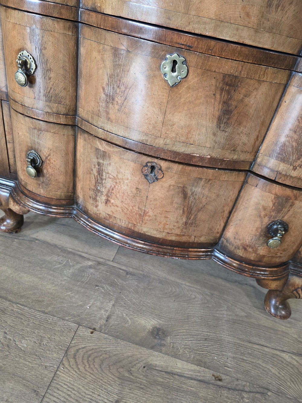 Antique George 11 Style Shaped Walnut Chest  View XVII
