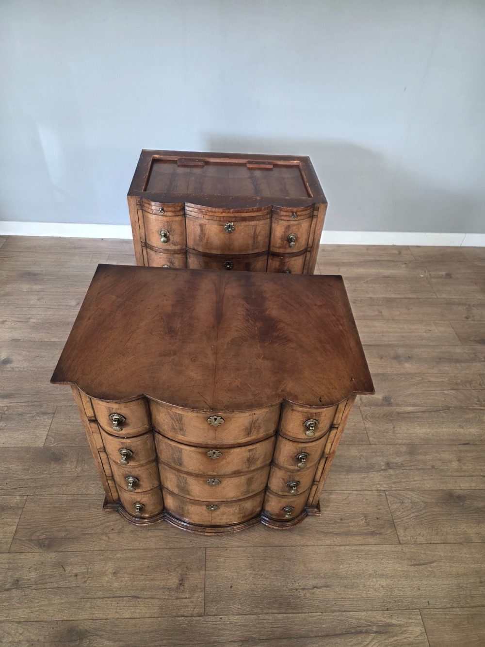 Antique George 11 Style Shaped Walnut Chest  View XX