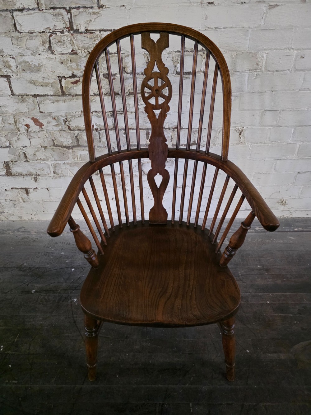 A pair of Antique Elm Ash and Beach High Back Windsor Chairs 1920s.  View VIII