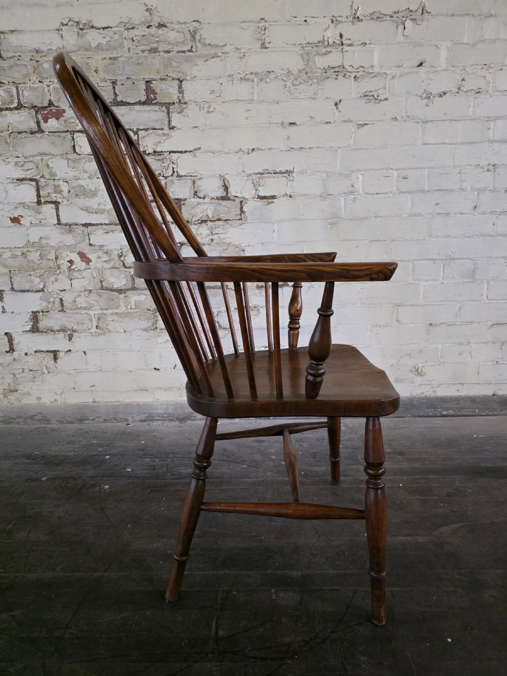 A pair of Antique Elm Ash and Beach High Back Windsor Chairs 1920s.  View X
