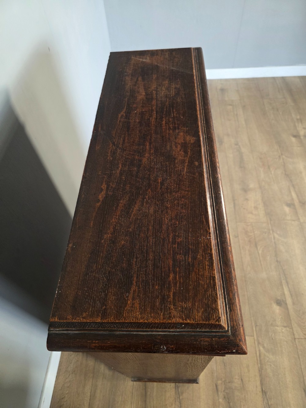 1900s Antique Solid Oak Carved Open Bookcase  View VIII