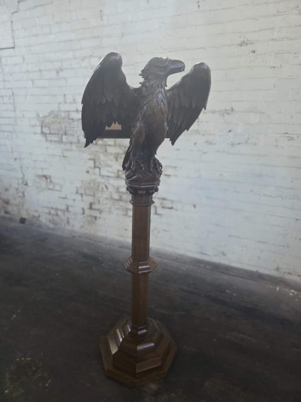 Late Victorian Antique Carved Oak Eagle Lectern View II