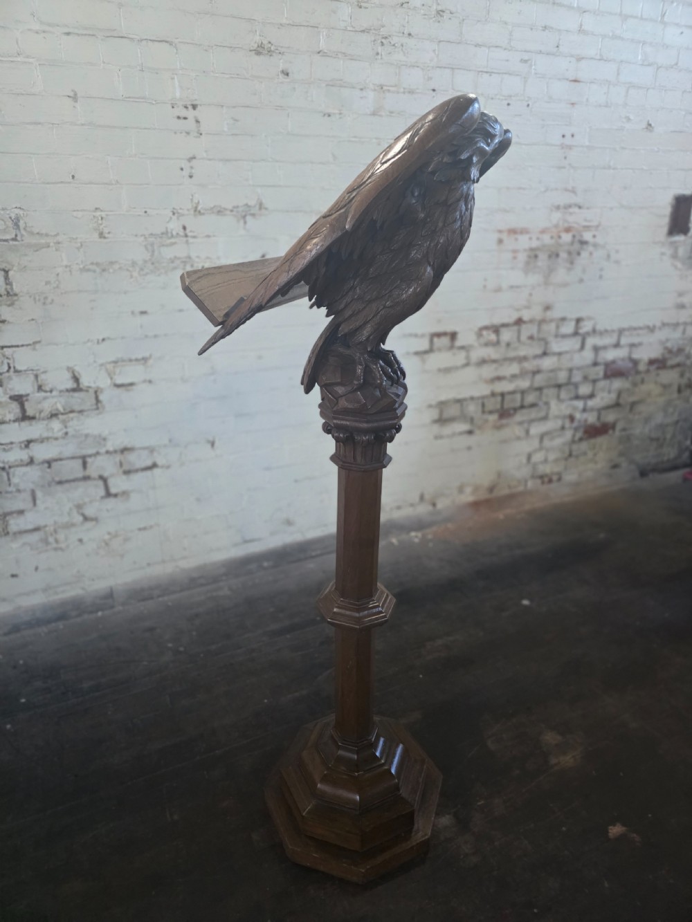 Late Victorian Antique Carved Oak Eagle Lectern View IV