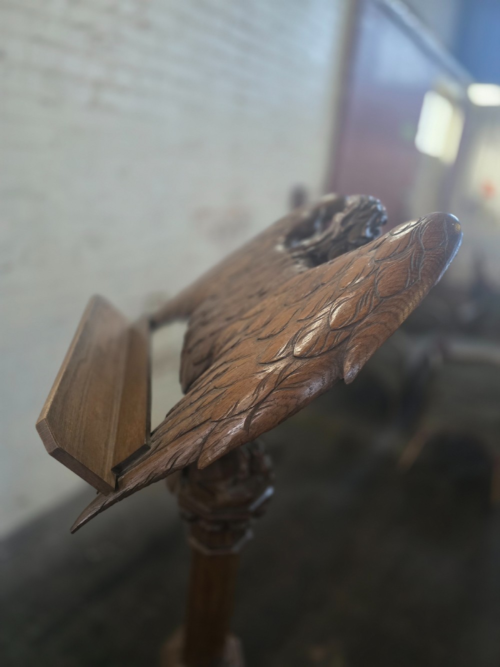 Late Victorian Antique Carved Oak Eagle Lectern View V