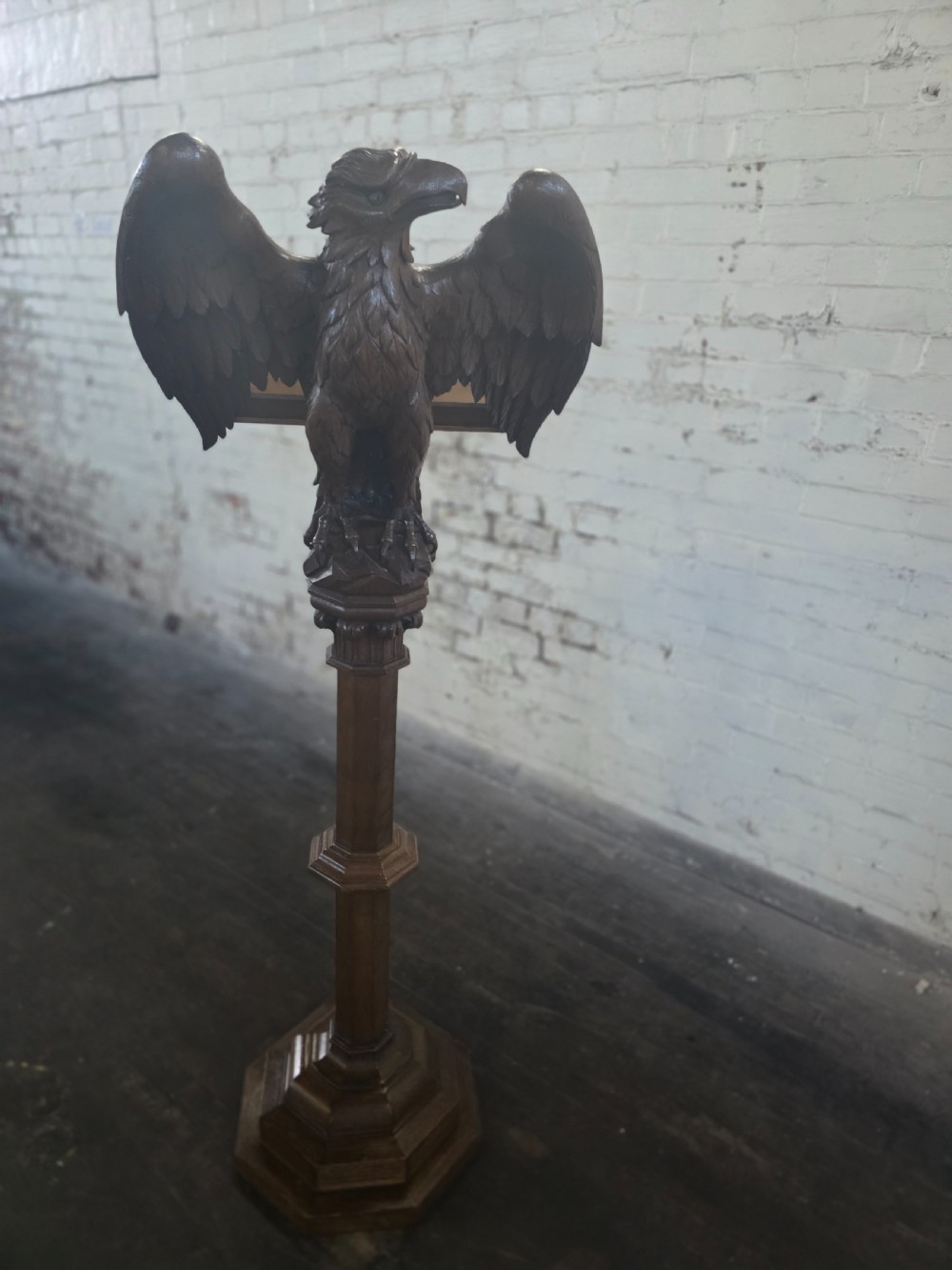 Late Victorian Antique Carved Oak Eagle Lectern View VI