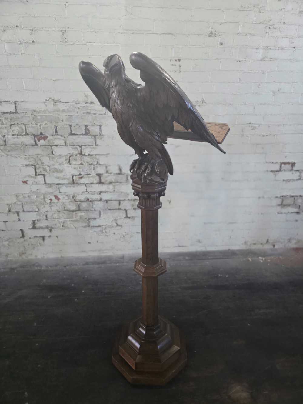 Late Victorian Antique Carved Oak Eagle Lectern View VIII