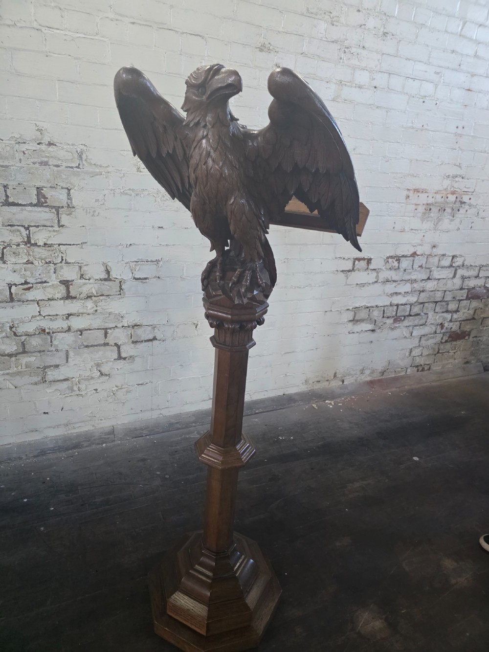 Late Victorian Antique Carved Oak Eagle Lectern View XI