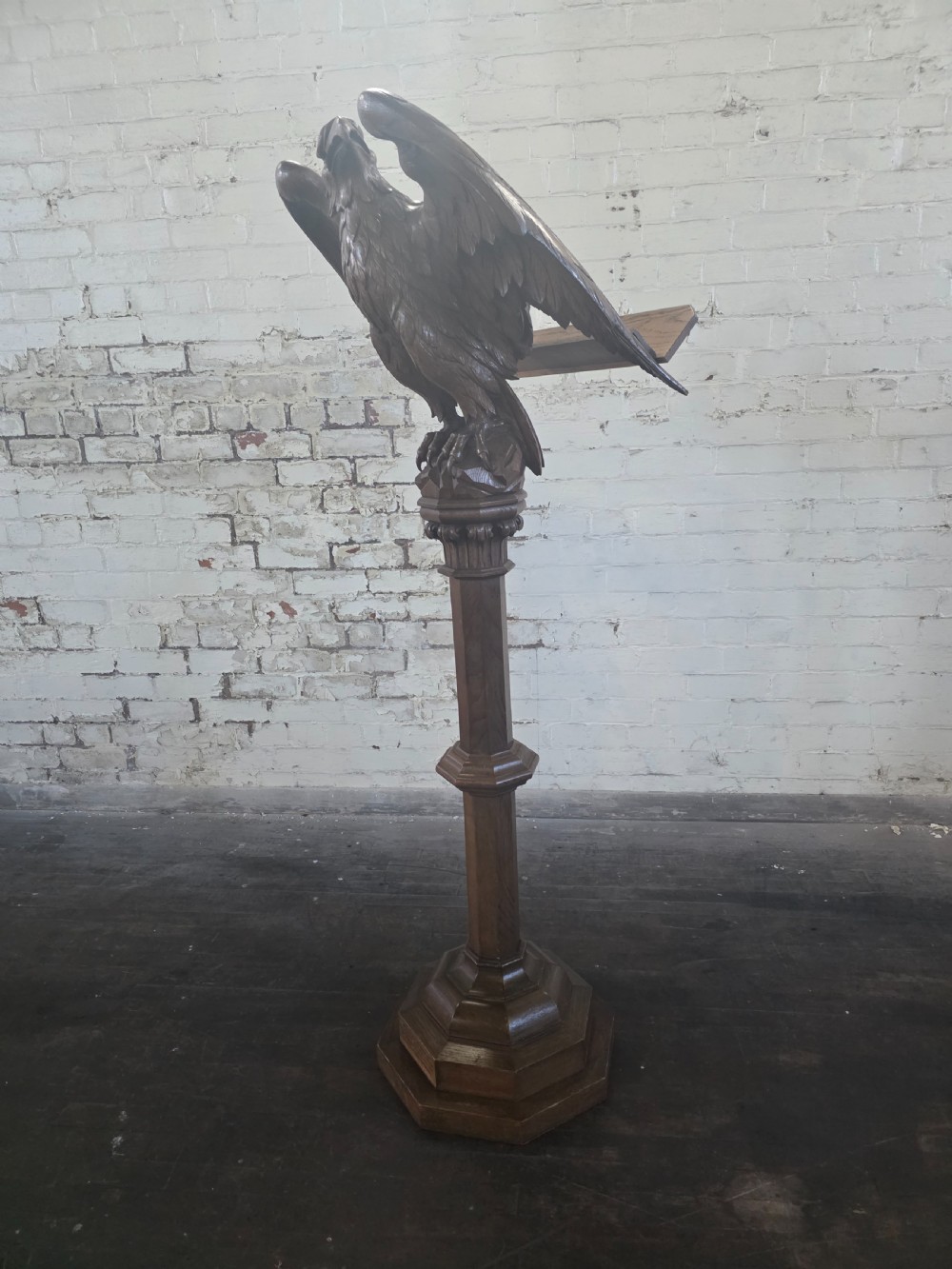 Late Victorian Antique Carved Oak Eagle Lectern View XIII