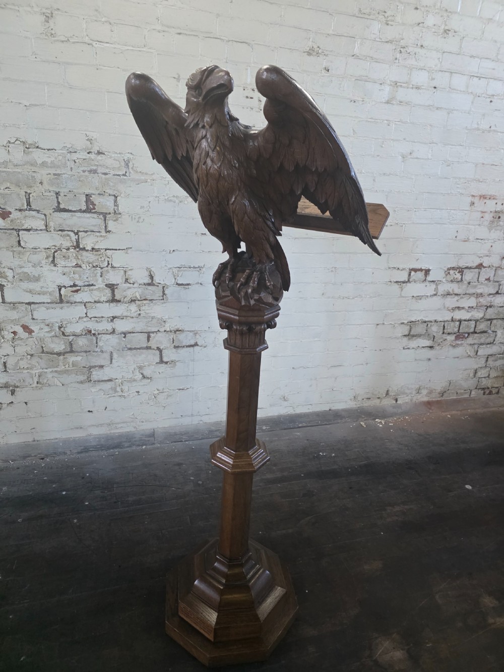 Late Victorian Antique Carved Oak Eagle Lectern View XIV