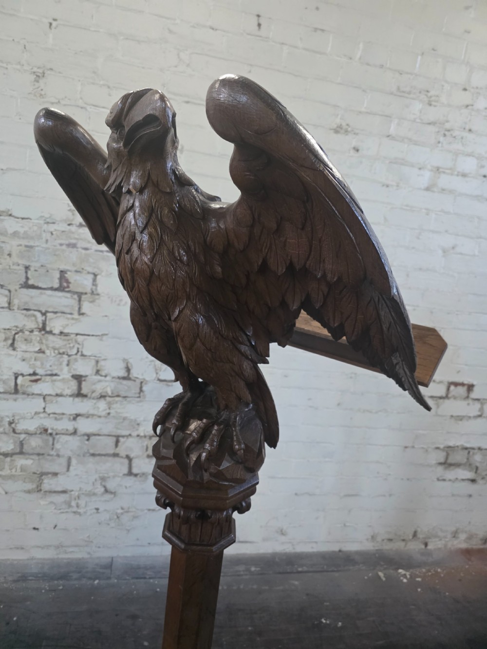 Late Victorian Antique Carved Oak Eagle Lectern View XVI