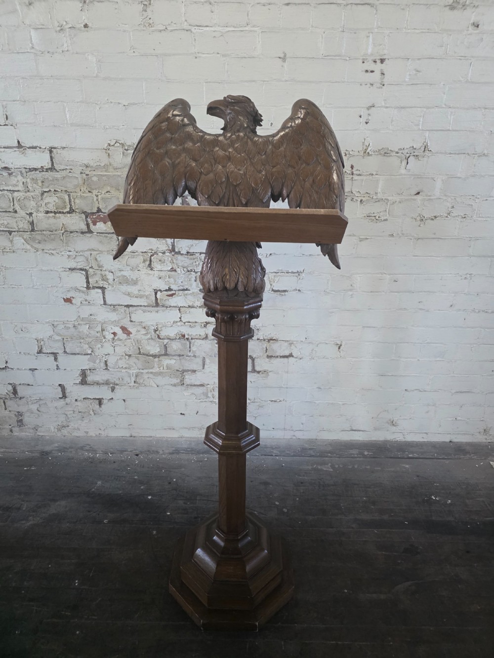 Late Victorian Antique Carved Oak Eagle Lectern View XVII