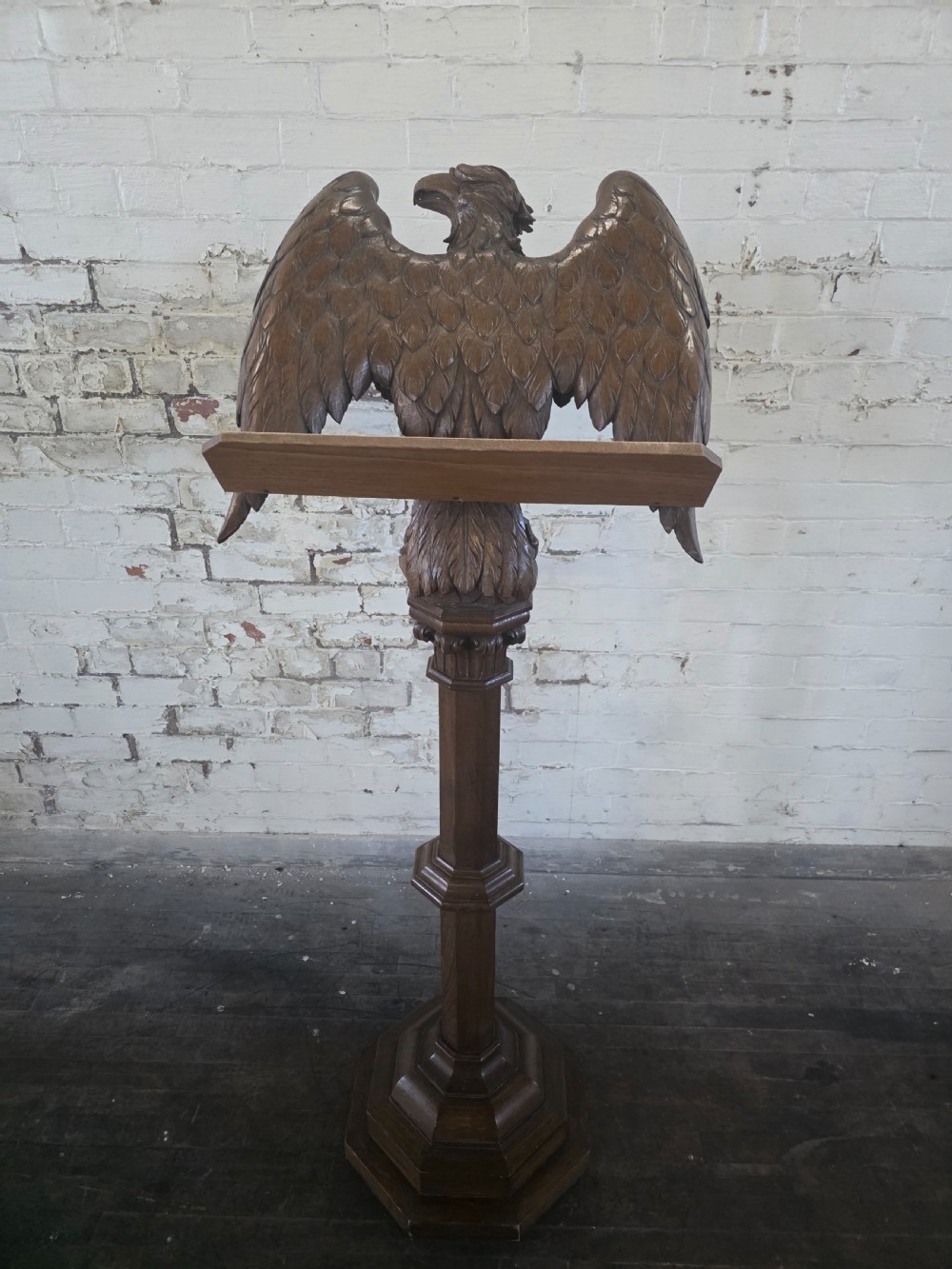 Late Victorian Antique Carved Oak Eagle Lectern View XVIII