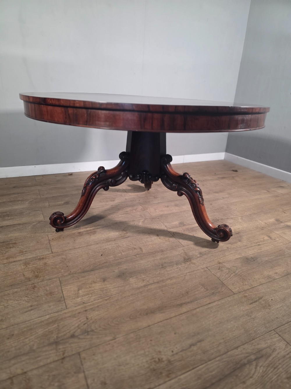 Antique Rosewood Circular Tilt Top Dining Table 1850s.  View II