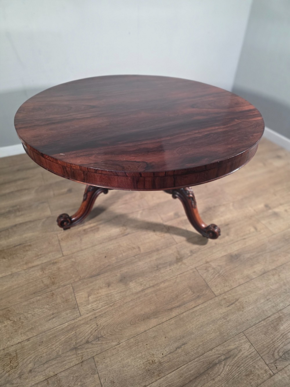 Antique Rosewood Circular Tilt Top Dining Table 1850s.  View III