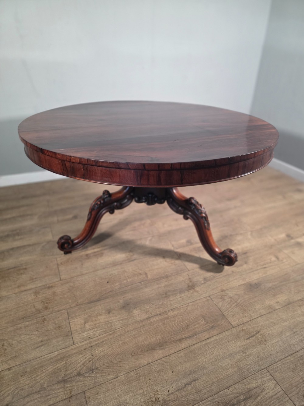Antique Rosewood Circular Tilt Top Dining Table 1850s.  View IV