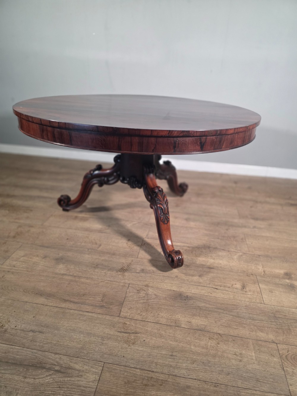 Antique Rosewood Circular Tilt Top Dining Table 1850s.  View V