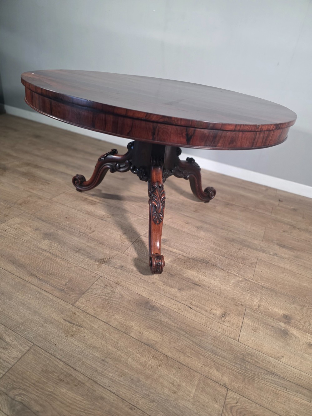 Antique Rosewood Circular Tilt Top Dining Table 1850s.  View VI