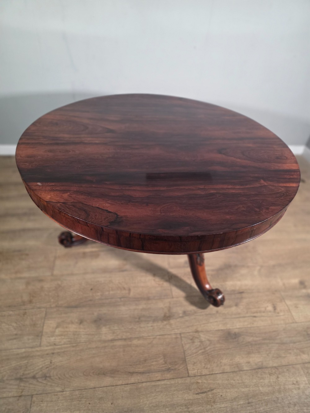 Antique Rosewood Circular Tilt Top Dining Table 1850s.  View VII