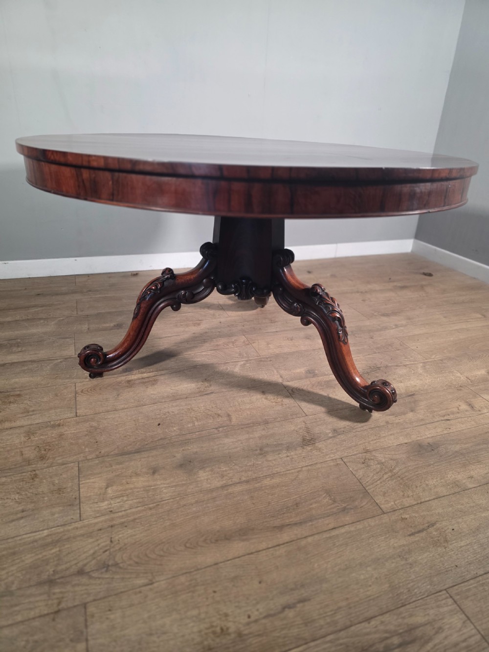Antique Rosewood Circular Tilt Top Dining Table 1850s.  View VIII