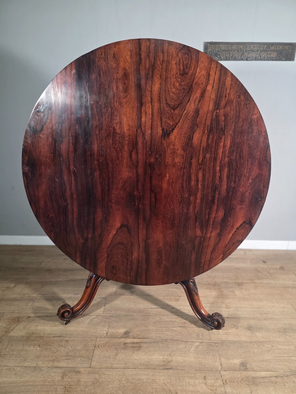 Antique Rosewood Circular Tilt Top Dining Table 1850s.  View XII