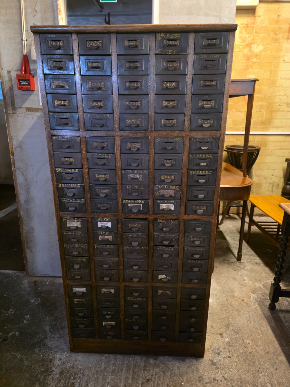 Antique Multi-Drawer Oak and Steel Cabinet 1920s.  View III