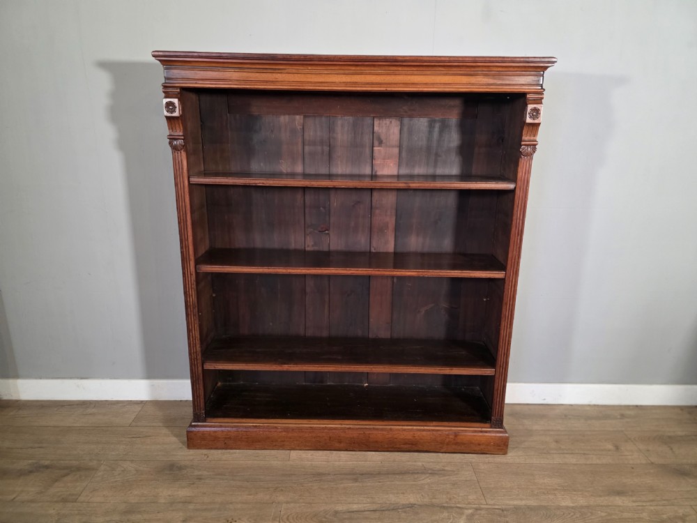 Antique Victorian Walnut Adjustable Openshelf Bookcase 1890s. 
