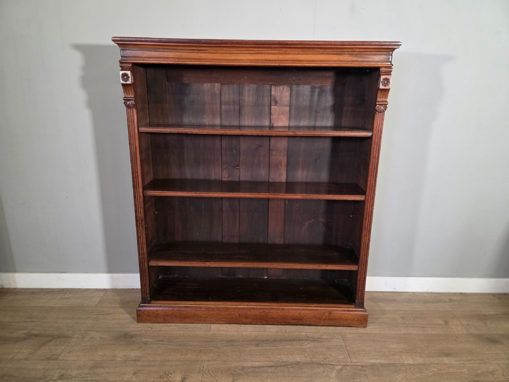 Antique Victorian Walnut Adjustable Openshelf Bookcase 1890s.  View II