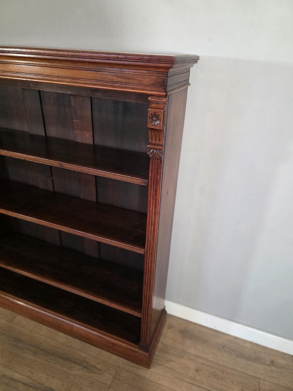 Antique Victorian Walnut Adjustable Openshelf Bookcase 1890s.  View V