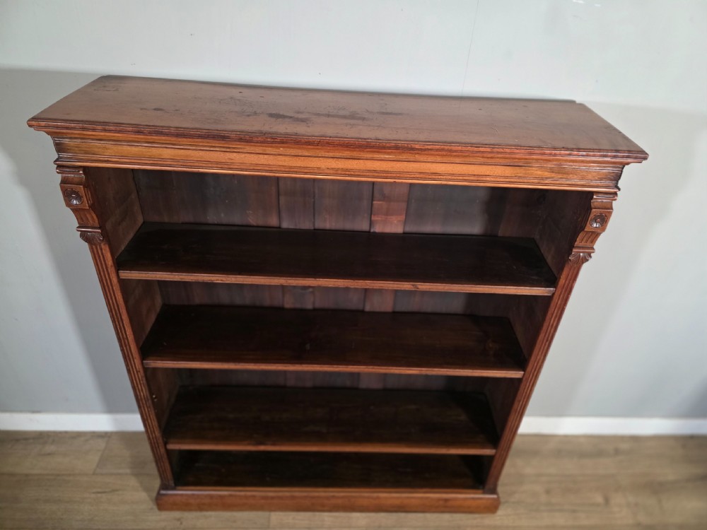 Antique Victorian Walnut Adjustable Openshelf Bookcase 1890s.  View VI