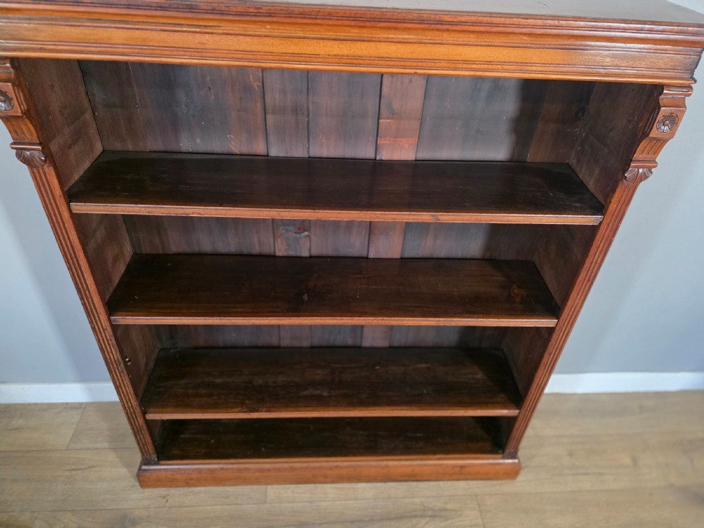 Antique Victorian Walnut Adjustable Openshelf Bookcase 1890s.  View IX