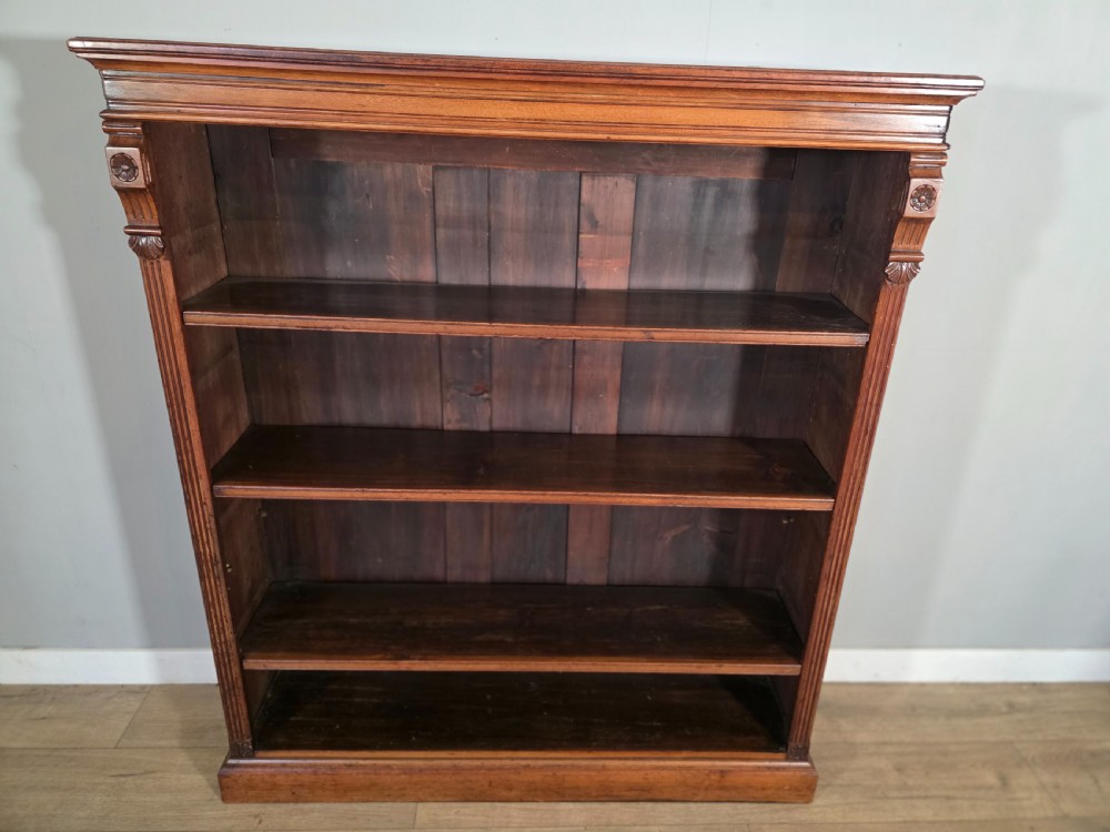 Antique Victorian Walnut Adjustable Openshelf Bookcase 1890s.  View XI