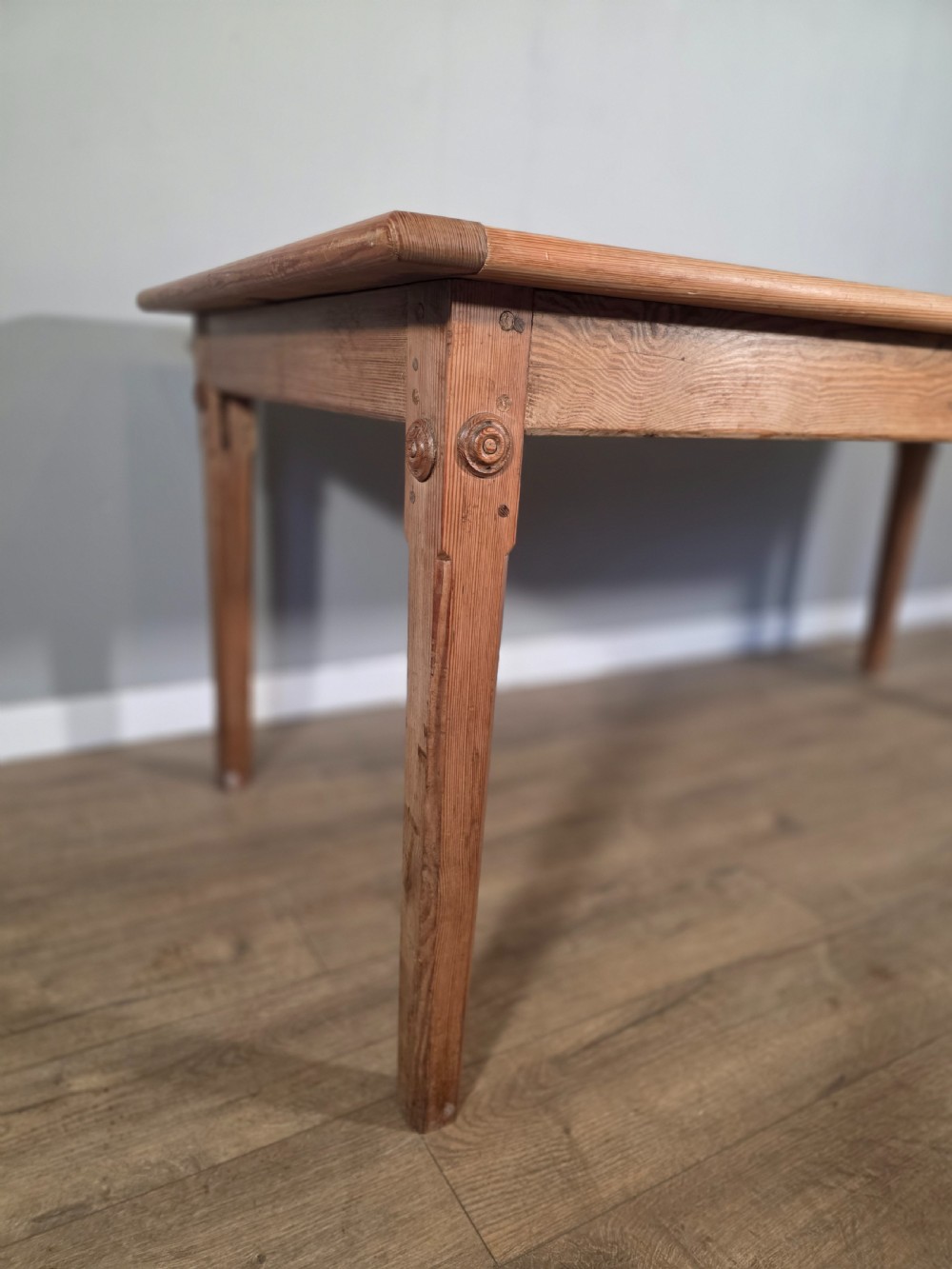 English Pitch Pine Victorian Farmhouse Table 1880s  View V